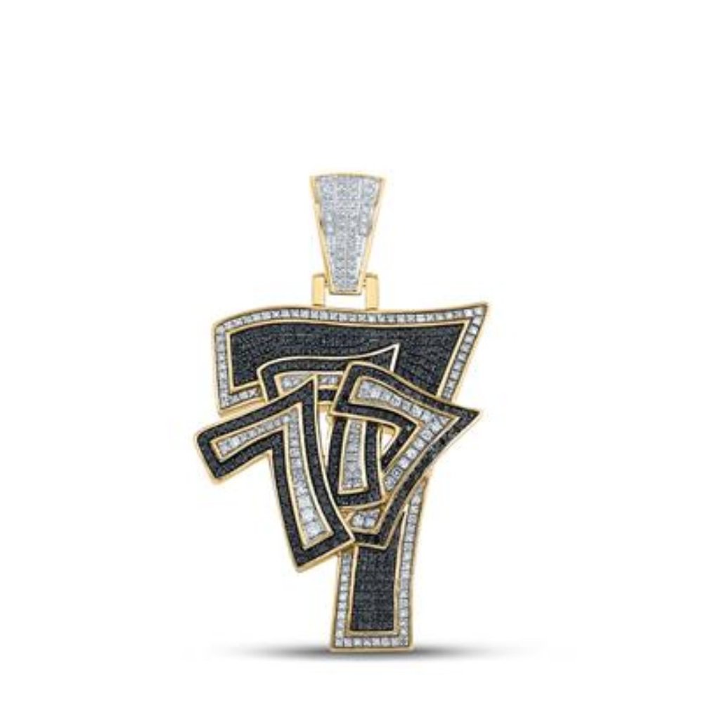 10k Solid Gold 1.58 Carat Natural Diamond 777 Pendant Casino lucky 777 Trinity